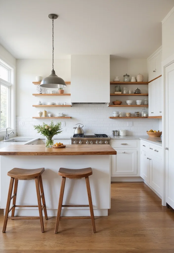 14 White Kitchen Ideas for Clean Bright Timeless Style 5. Natural Wood Accents