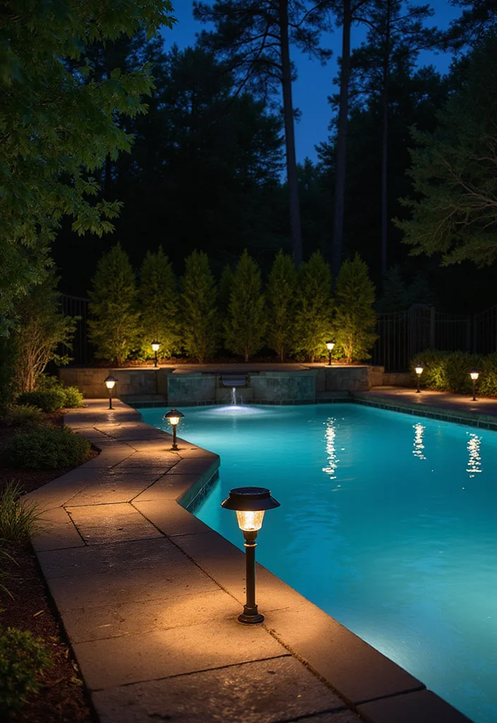 15 Backyard Pool Decorating Ideas for Color Comfort and Style 5. Solar Powered Lighting
