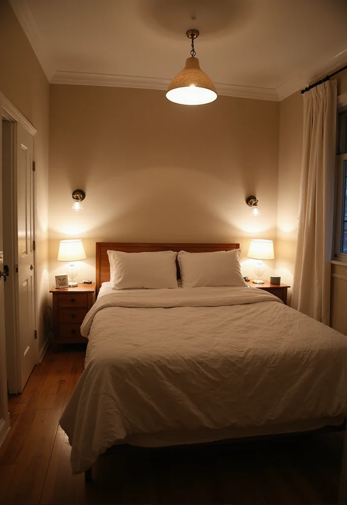 15 Bedroom Layout Ideas for Better Flow and Relaxing Comfort 34 15 Bedroom Layout Ideas for Better Flow and Relaxing Comfort 4. Layered Lighting