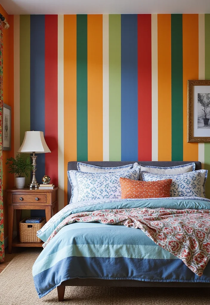 15 Bedroom Wallpaper Ideas for Texture Pattern and Personality 5. Bold Stripes