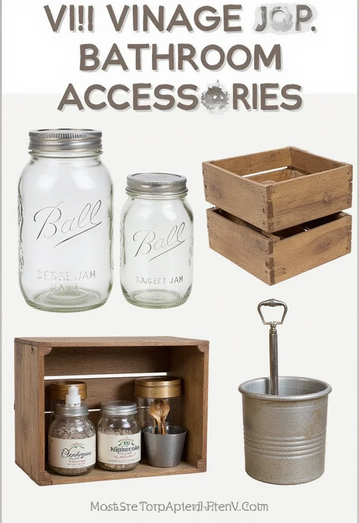 15 Farmhouse Bathroom Ideas With Warm Rustic Charm 15. Vintage Accessories for Functionality
