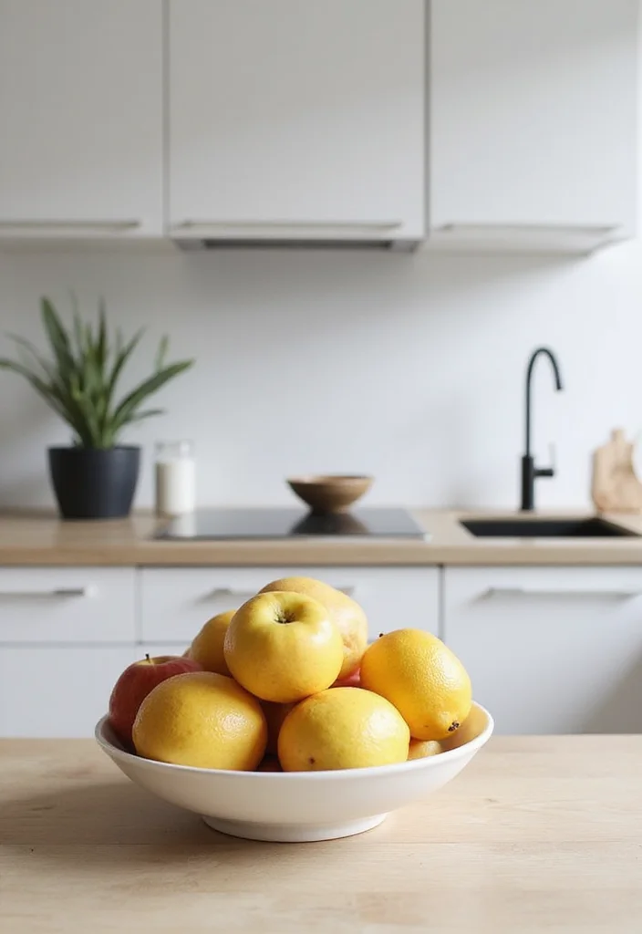 15 Kitchen Counter Decor Ideas for Simple Polished Looks 1. Elegant Fruit Display