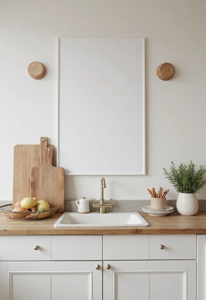 15 Kitchen Counter Decor Ideas for Simple Polished Looks 15. Subtle Wall Art
