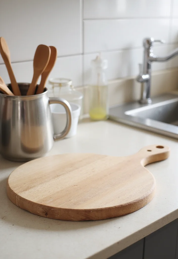 15 Kitchen Counter Decor Ideas for Simple Polished Looks 5. Polished Cutting Board Display