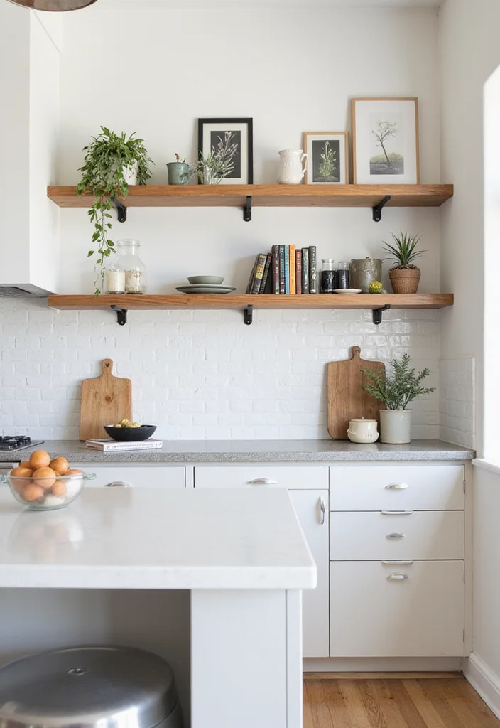 15 Kitchen Counter Decor Ideas for Simple Polished Looks 8. Modern Wall Mounted Shelves