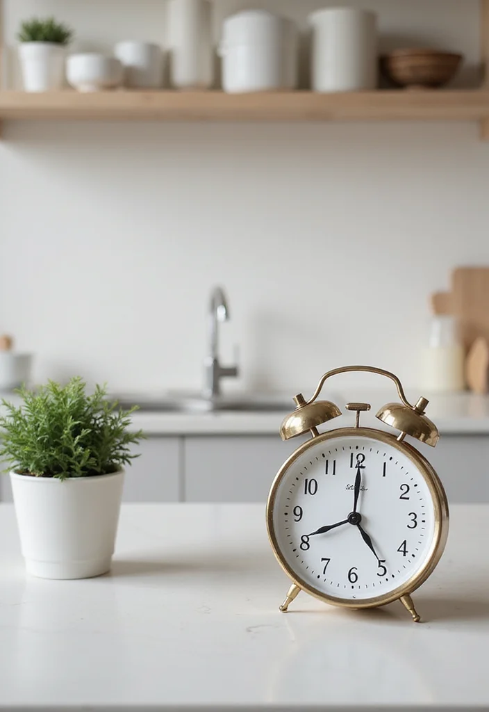 15 Kitchen Counter Decor Ideas for Simple Polished Looks 9. Chic Kitchen Timer