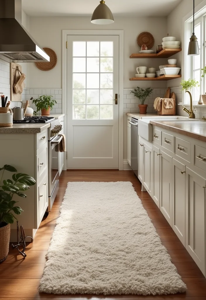 15 Kitchen Rug Ideas for Soft Texture and Added Warmth 12. Soft Shag Rugs