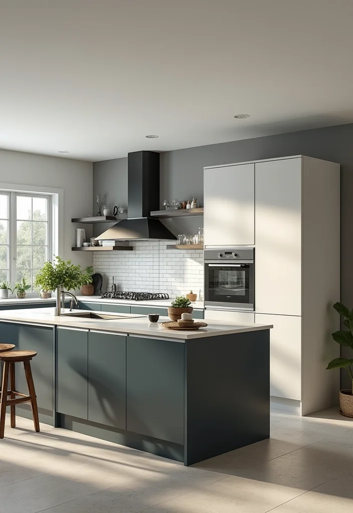 16 Kitchen Ideas With Island for Better Flow and Function 133 16 Kitchen Ideas With Island for Better Flow and Function 13. Painted Island with Contrast