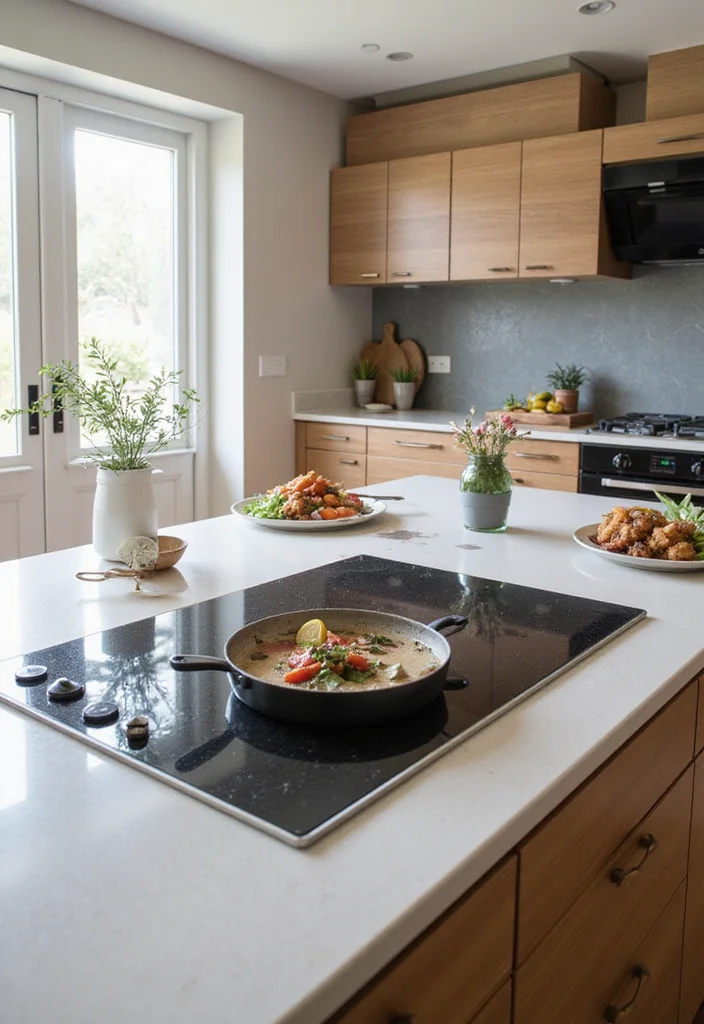 16 Kitchen Ideas With Island for Better Flow and Function 144 16 Kitchen Ideas With Island for Better Flow and Function 14. Island with a Built in Cooktop