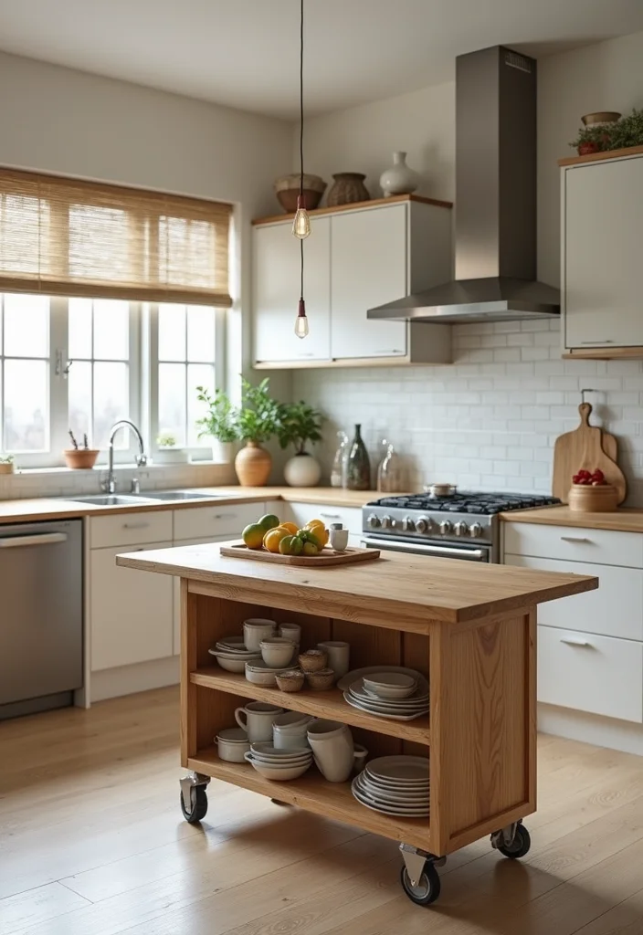 16 Kitchen Ideas With Island for Better Flow and Function 34 16 Kitchen Ideas With Island for Better Flow and Function 4. Portable Kitchen Island on Wheels