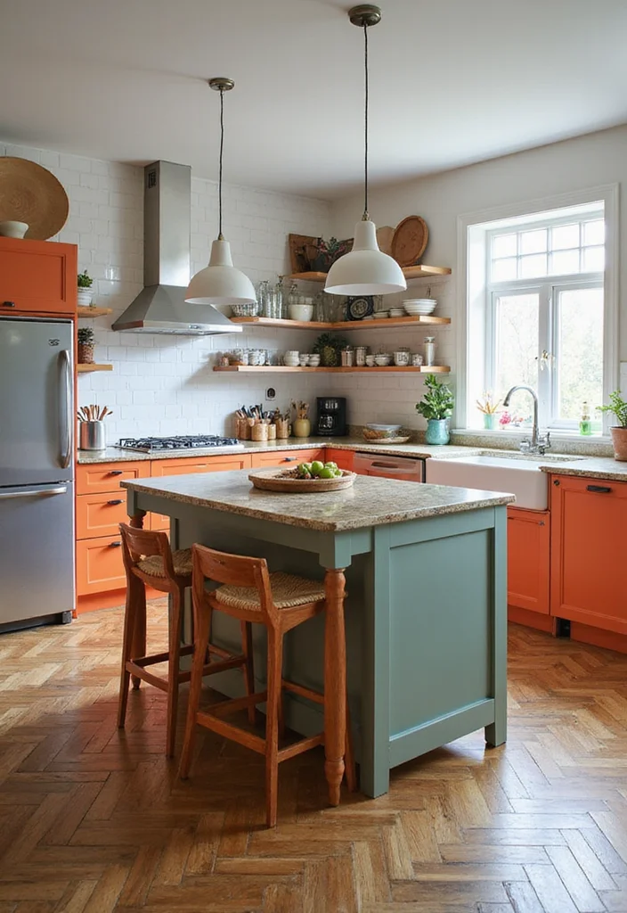 16 Kitchen Ideas With Island for Better Flow and Function 67 16 Kitchen Ideas With Island for Better Flow and Function 7. Bold Color Statement Island