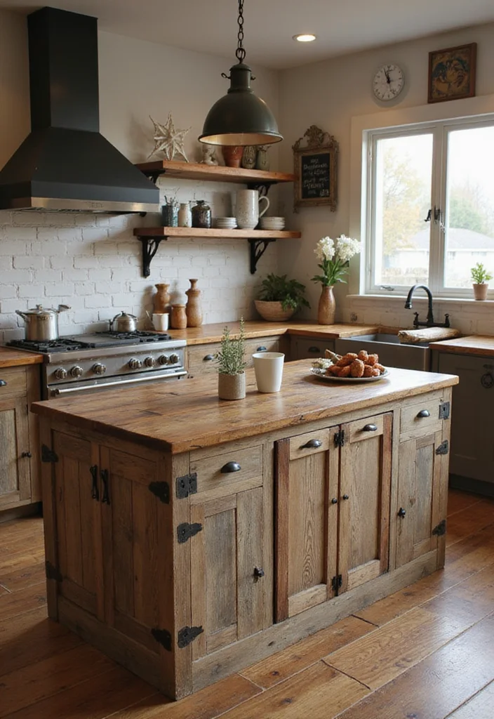 16 Kitchen Ideas With Island for Better Flow and Function 78 16 Kitchen Ideas With Island for Better Flow and Function 8. Rustic Farmhouse Style Island