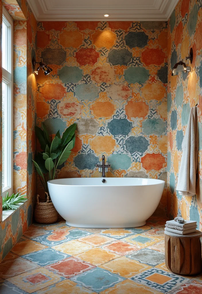 16 Luxury Bathroom Ideas for Elegant Details That Elevate Your Space 10. Colorful Tile Designs