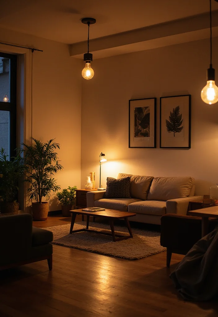 16 Modern Living Room Decor Ideas for Clean Updated Style 9. Sustainable Lighting Solutions