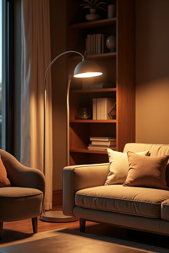 arc torchiere and task lighting setup