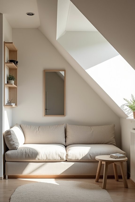 5 Decorating Solutions for Slanted Ceilings in Awkward Spaces 2 low profile furniture under slanted ceilings