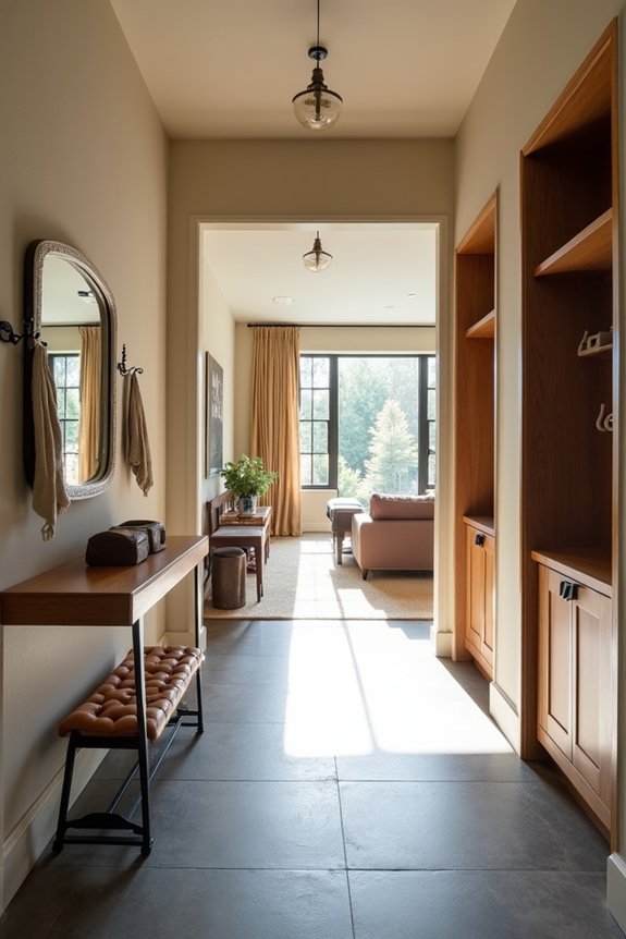 How to Create a Foyer in an Open Living Room 6 mount hooks and storage hardware securely neatly