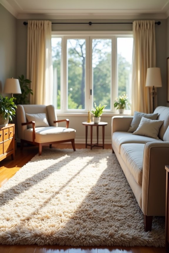 oversized rug defines flow
