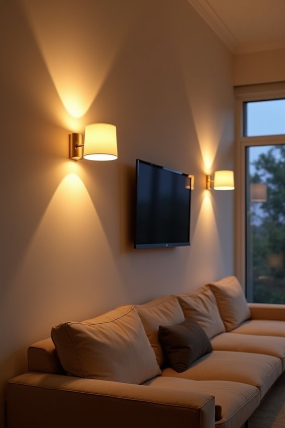 How to Put Wall Sconces in Your Living Room 4 position sconces above eye level evenly spaced
