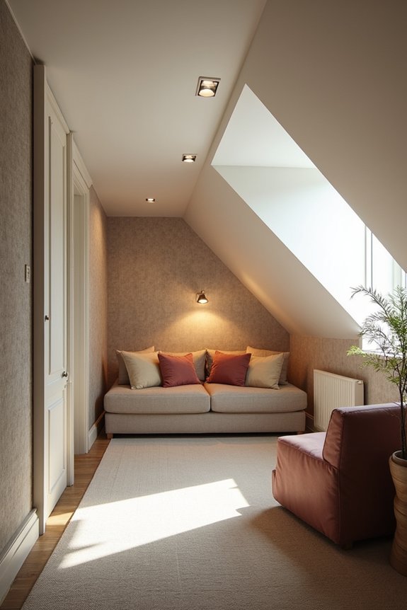 5 Decorating Solutions for Slanted Ceilings in Awkward Spaces 4 recessed track and task lighting