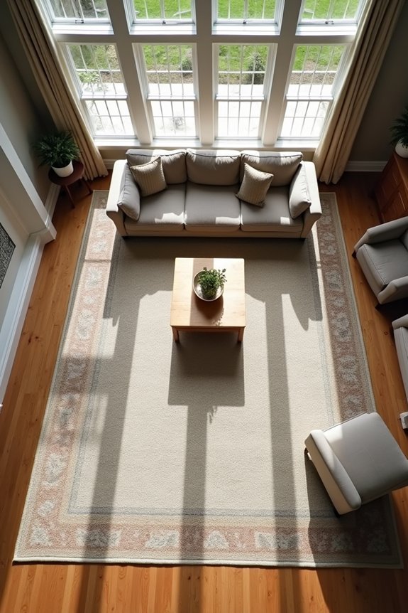rug size suits room layout