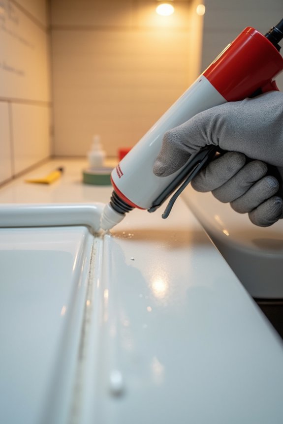 seal seams with silicone caulk properly