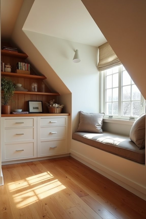 5 Decorating Solutions for Slanted Ceilings in Awkward Spaces 3 slanted ceiling storage and nooks