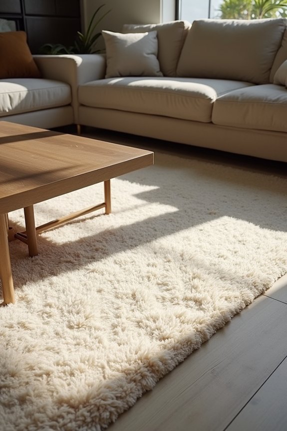 sofa overhangs rug scale off