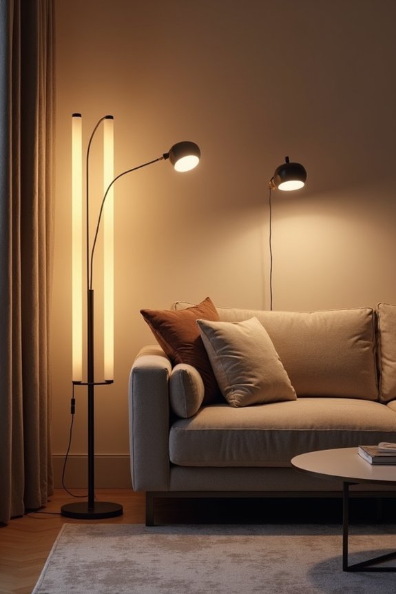 symmetrical floor lamp pairing